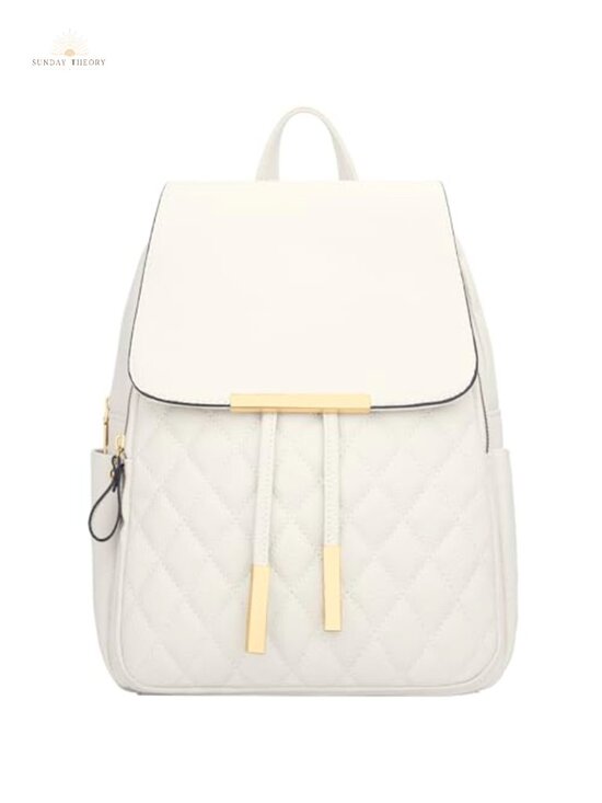 Quilted Faux Leather Travel Backpack Purse for Women, Adjustable Strap Casual main image 2